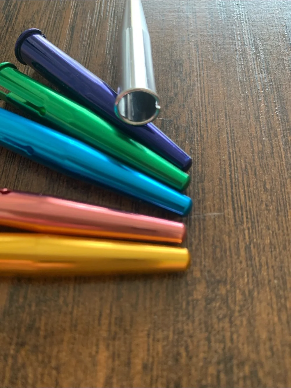 Metal Rainbow Aluminum Pencil Caps - Set of 6